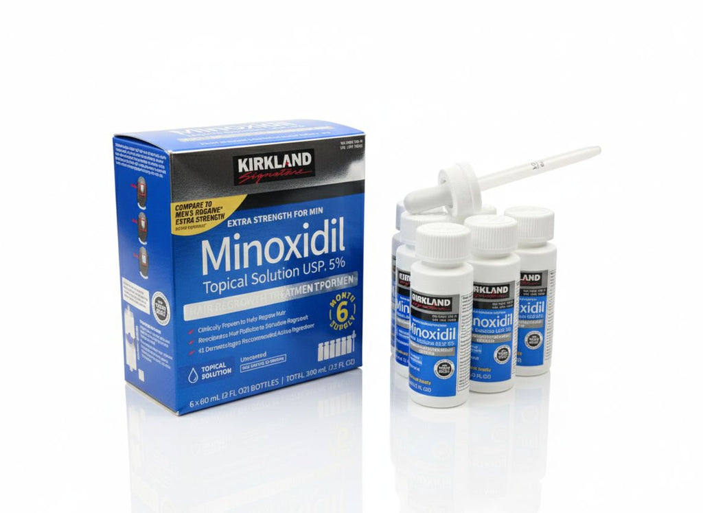 Minoxidil Kirkland 5%, 6 meses, 6 botes de 60 ml + aplicador